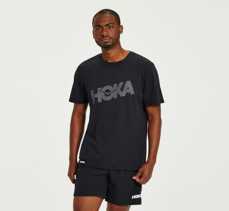 Hoka One One Brand Tee Homem - Top Pretas | PT-xb0ymN1